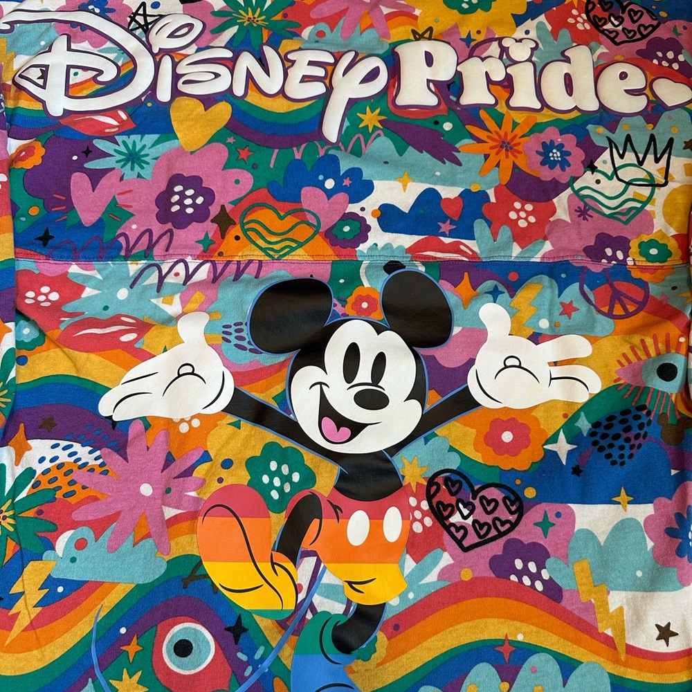 Disney Pride Multicolor Mickey Mouse Rainbow Long Sleeve Top - Picture 3 of 6